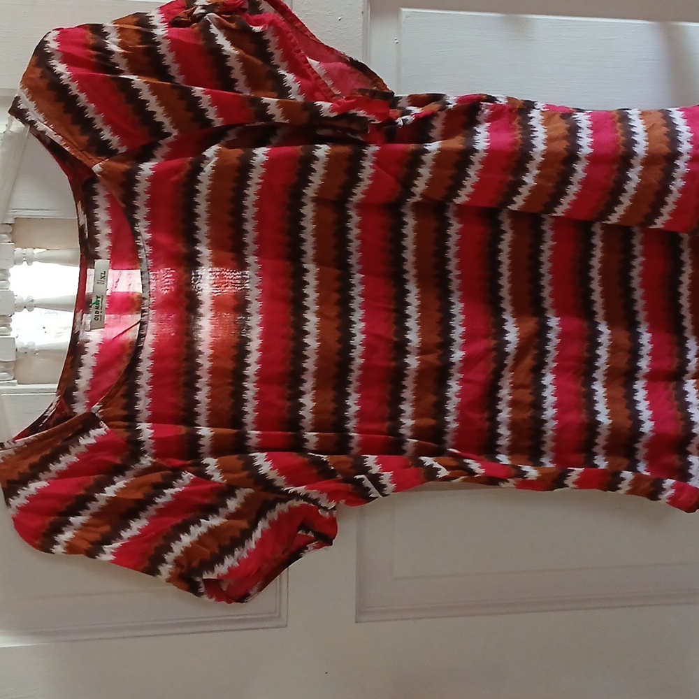 Striped Red and Brown Women's Top - Picture 2 of 5